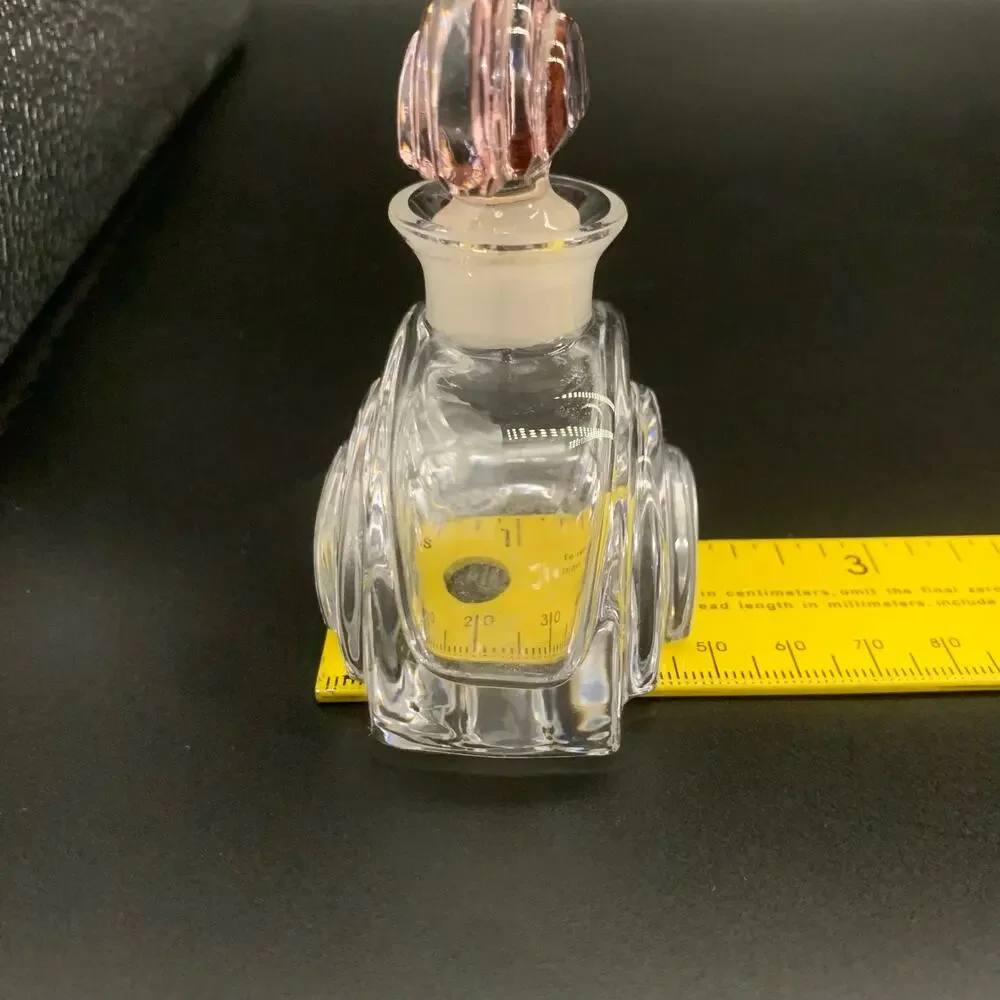 Collezione Glass Line Italy Art Deco Style Genuine Lead Crystal Bottle Pink Lid - Picture 10 of 11